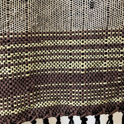 Upclose detail of brown yarn on a panel